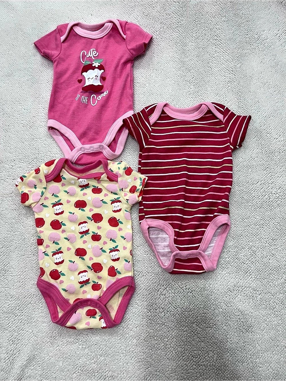 Baby Bodysuit 3-Pack Pink & Red